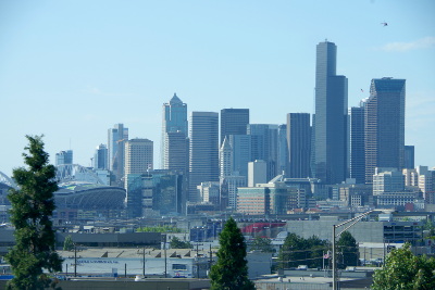 Skyline Seattle aus dem Auto Skyline Seattle aus dem Auto